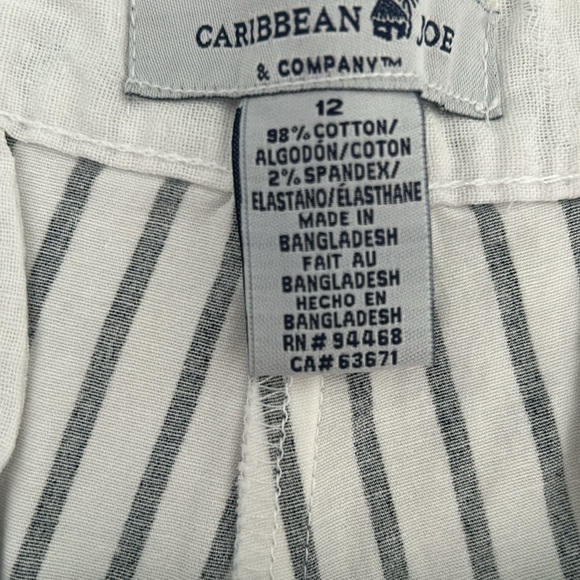 CARIBBEAN JOE COMPANY striped navy and white shorts. Size 12. NWOT. - Picture 3 of 7